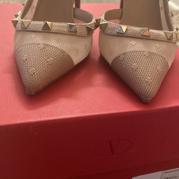 Valentino Rockstud Mesh Lace Slingback Sling Strap Sandal - Picture 11 of 14